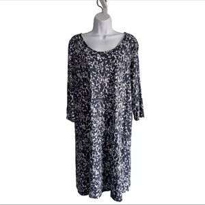 J. Jill Gray Print Ballet Sleeve Tunic Dress W/Pockets Size XLP NWT Cotton Blend